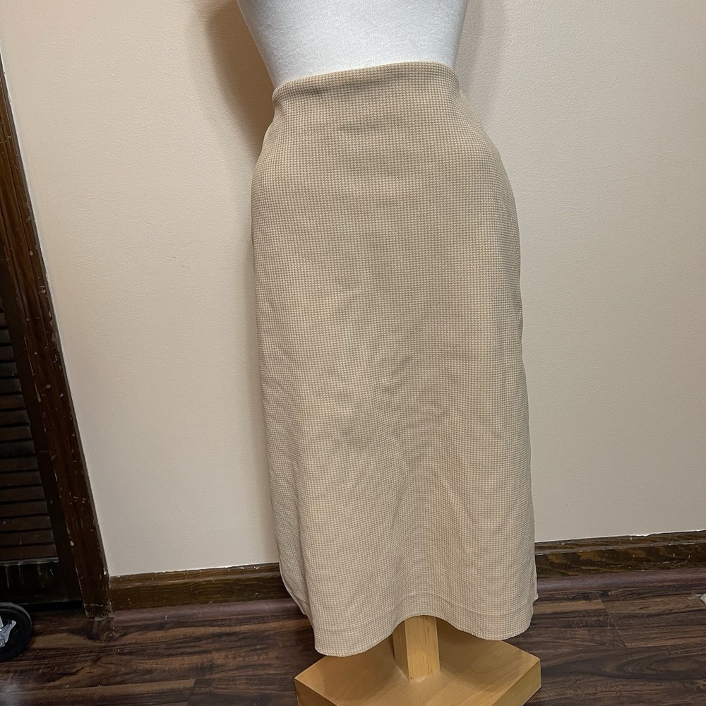 Les Chemins Blancs Skirt 42 Brown‎ Herringbone France Zip Lined Career